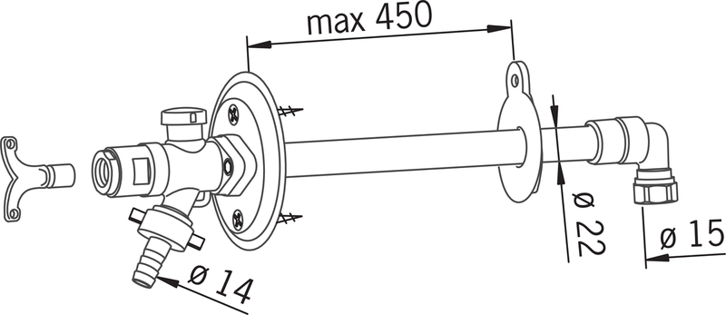 ORAS 431415 VATTENUTKASTARE DN15