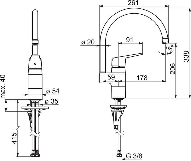 KÖKSBLANDARE ORAS 1838FG-33 VEGA SVART