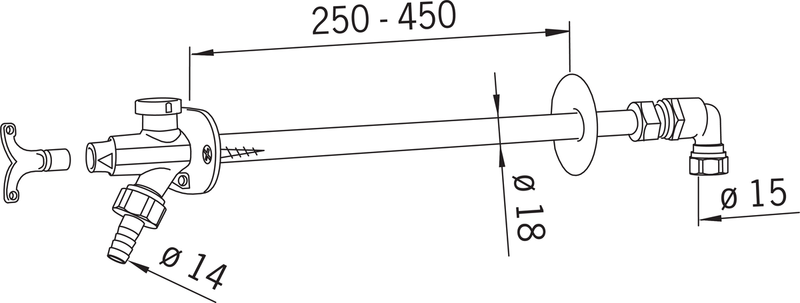 ORAS 431015 VATTENUTKASTARE DN15